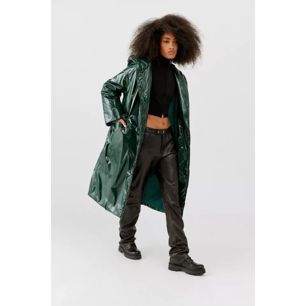 Urban Outfitters Mila Longline Parka Glossy Grunge Holiday Jacket Oversized XS